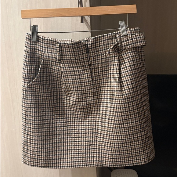 Maje | Jeling Checked Mini Skirt with Horsebit Belt - Picture 4 of 5